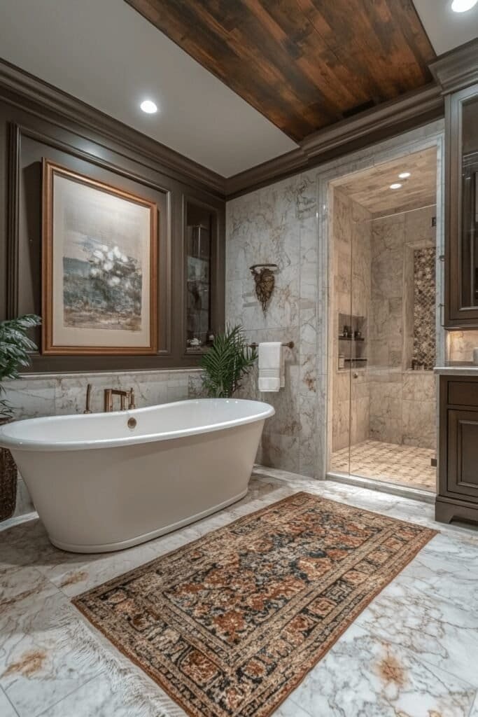 Bathroom remodel ideas highlighting a freestanding tub with a stunning view, ideal for creating a relaxing atmosphere.