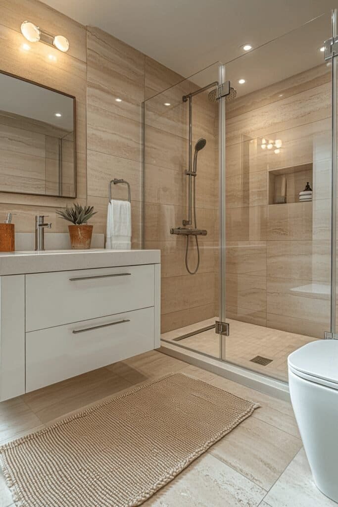 Minimalist bathroom design showcasing clean lines and an uncluttered space.