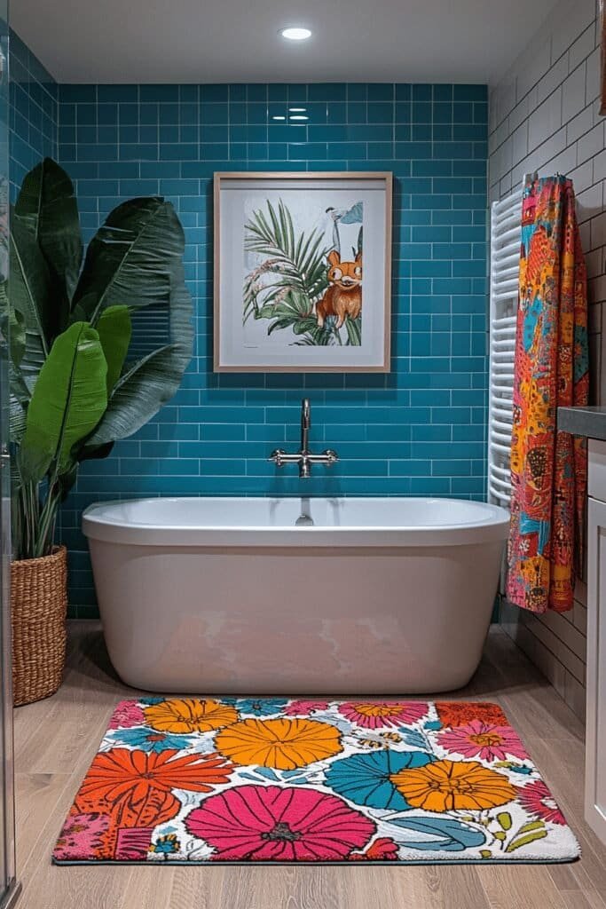 Fun bathroom themes with bright colors, playful patterns, and creative accessories.