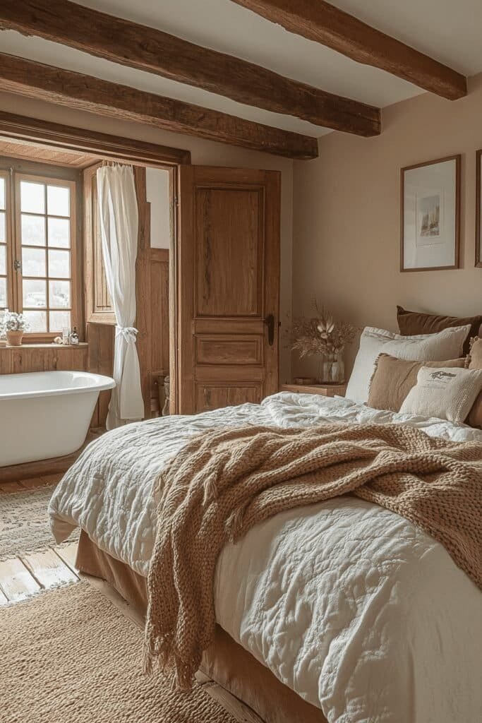 Bedroom with a door leading to an ensuite bathroom for added privacy and convenience