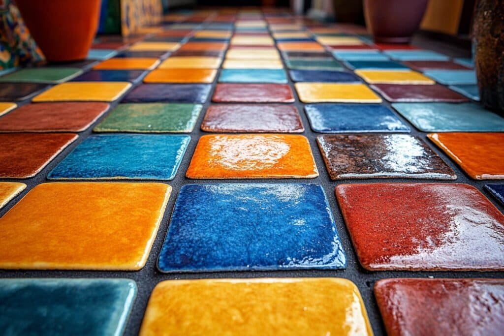 Close-up of freshly cleaned shower tile grout with bright, white lines