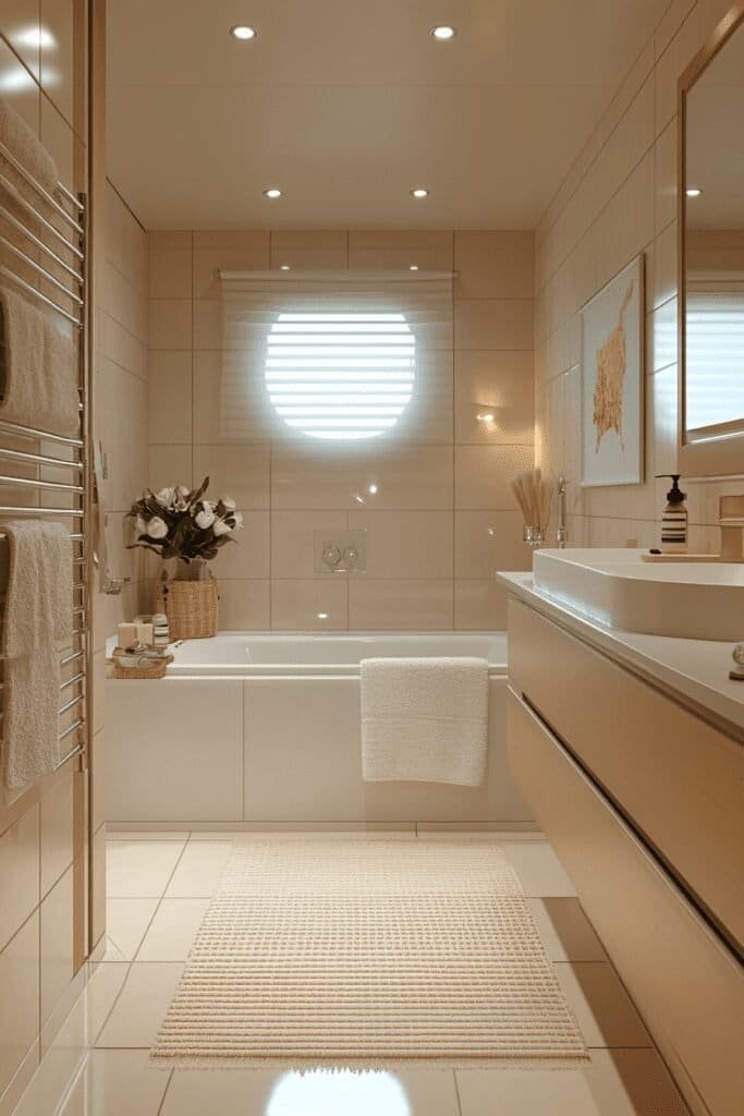 Small bathroom with light colors and minimalist design for a spacious look