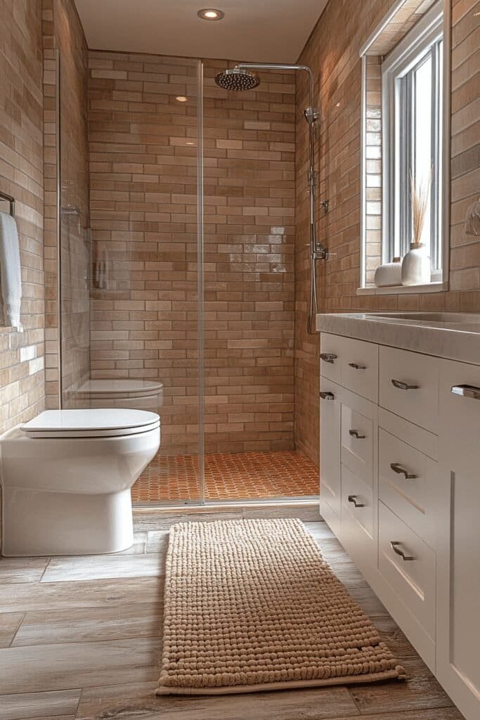 Compact wet room design maximizing space in a small bathroom remodel.