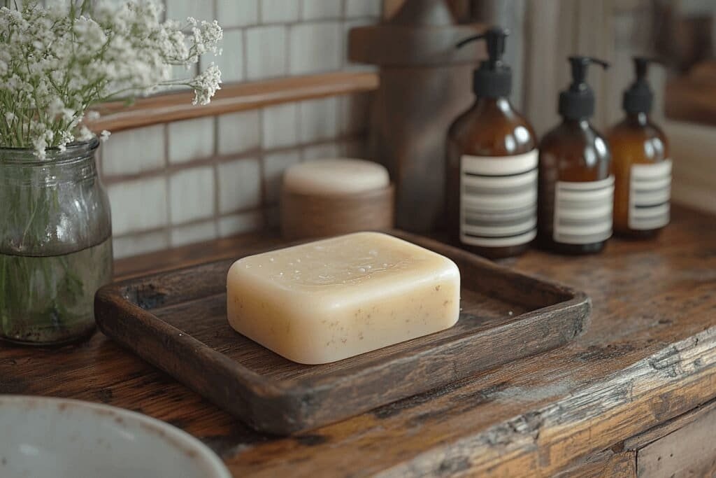 Vintage hand soap tray showcasing bathroom decor ideas with a nostalgic touch.