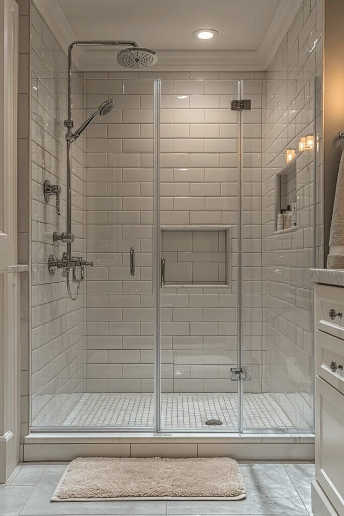 Modern bathroom design ideas featuring an open shower with frameless glass for a sleek, minimalist look.