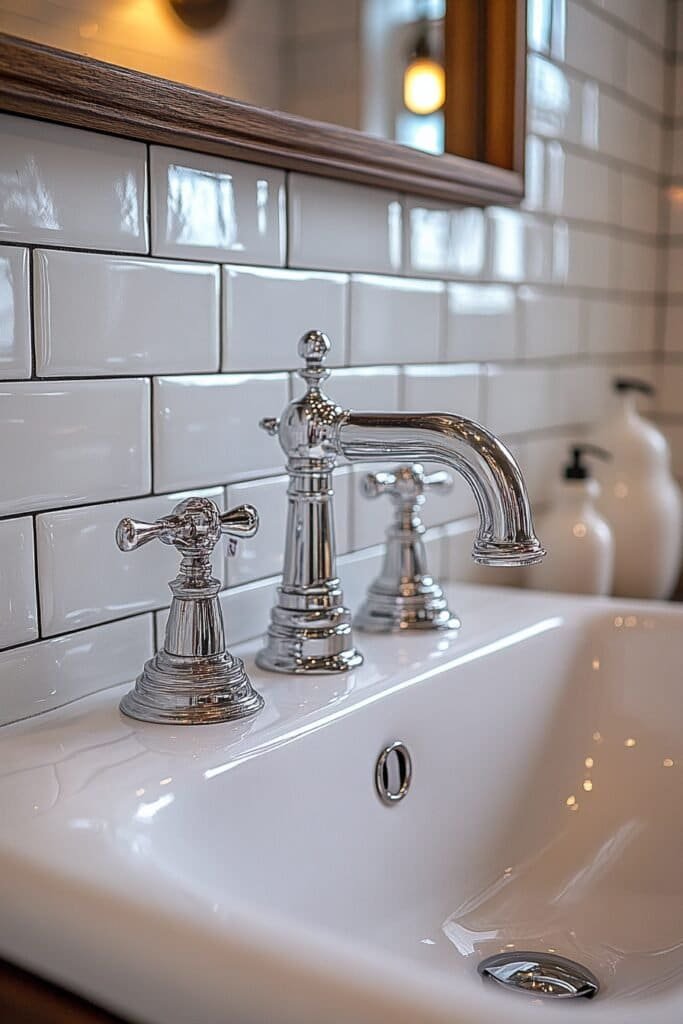 Bathroom remodel with new tiles and updated fixtures