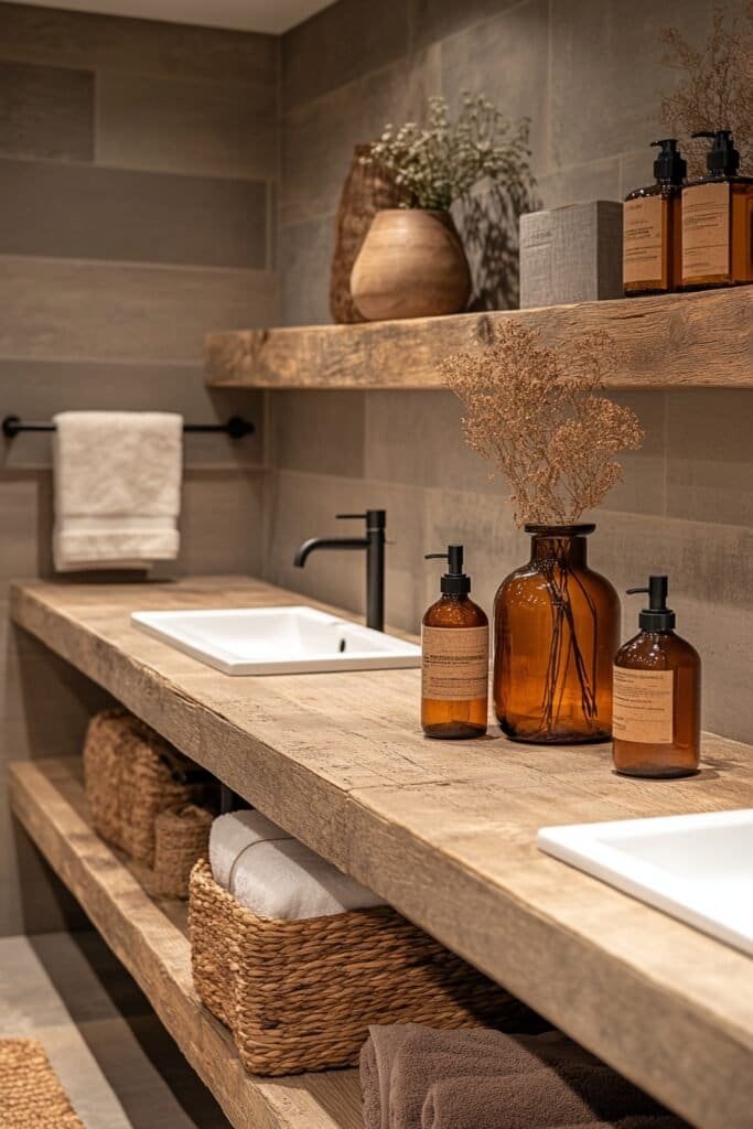 How to decorate bathroom shelves with stylish accessories