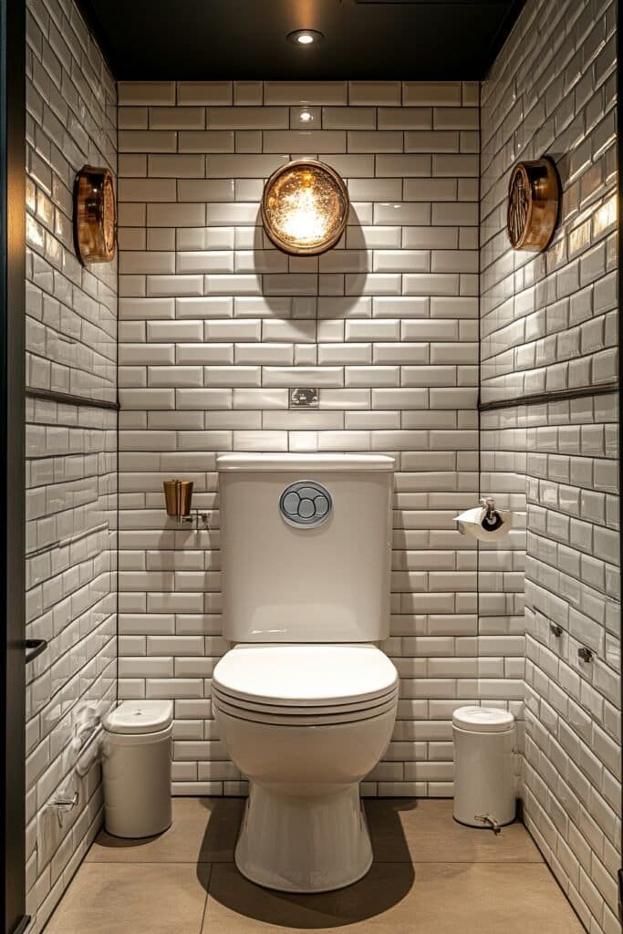 Porcelain toilet in commercial bathroom for durability