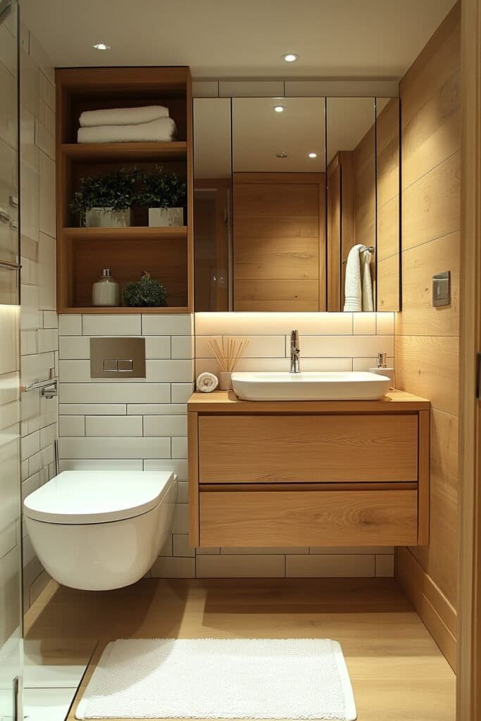 Compact toilet in a small bathroom design