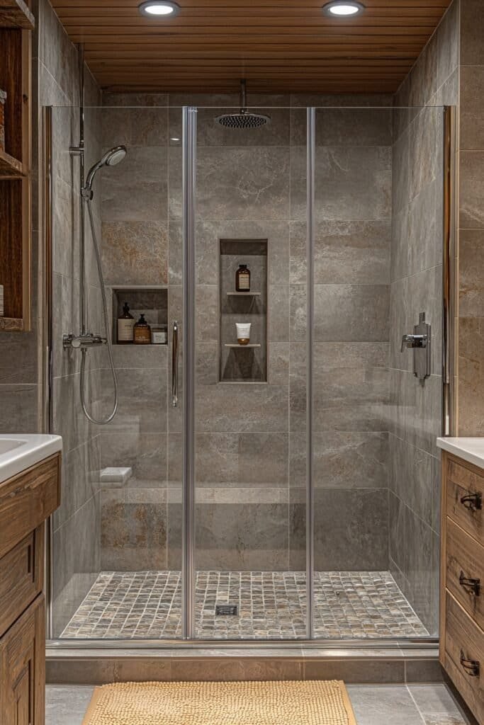 Spacious walk-in shower in a contemporary bathroom