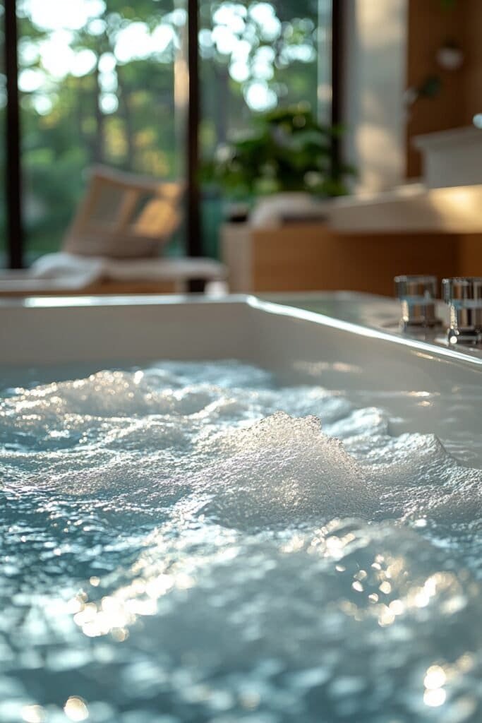 Close-up of air jets in an air tub, designed for a soothing massage.