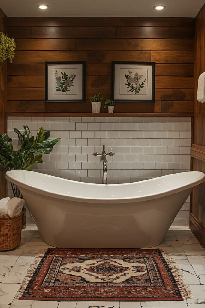 Freestanding two person bathtub with optimal dimensions for relaxation.