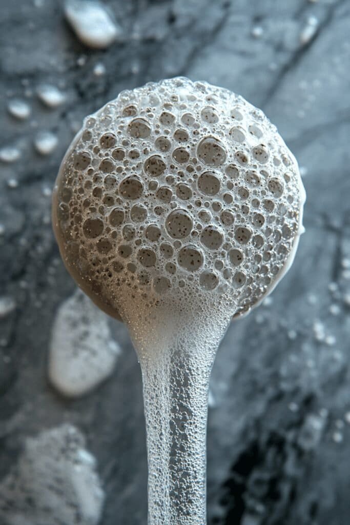 Shower head with visible mineral build-up from hard water, explaining why does my shower head drip.