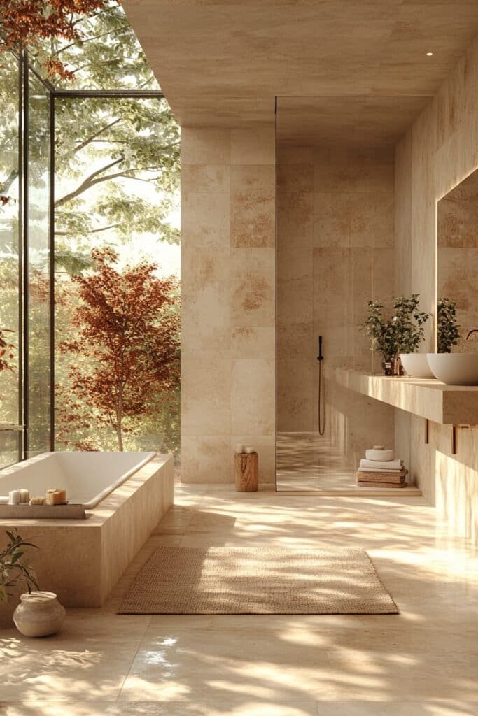 Natural light flowing into a Feng Shui bathroom