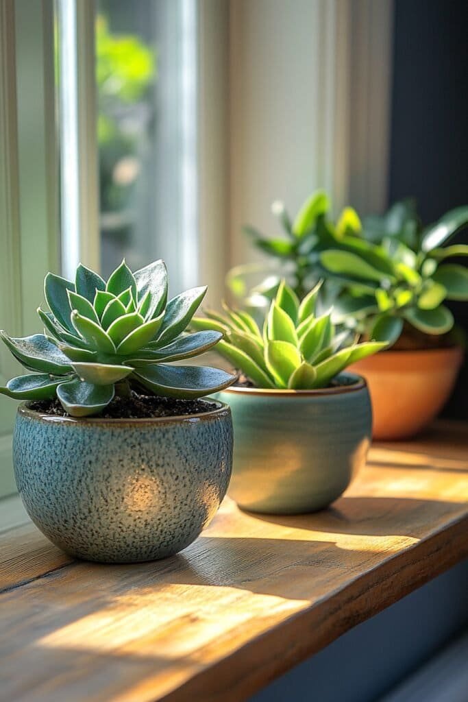 Plants adding vitality to bathroom Feng Shui